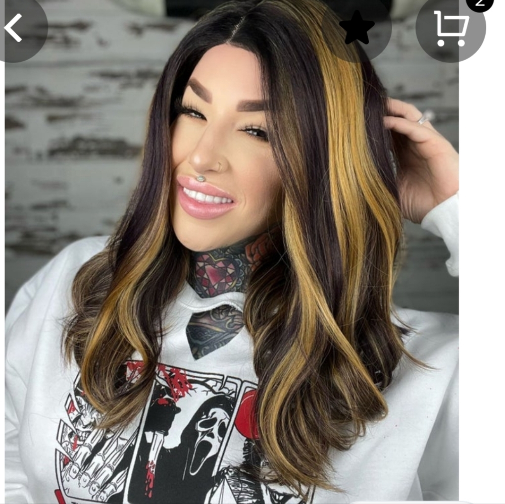 Rebel Gypsy DYING TO BE BORN Brown Caramel Gold Purple Plum Lace Front Wig